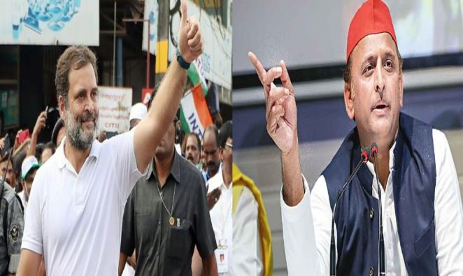 Akhilesh Yadav with Rahul Gandhi's Bharat Jodo Nyay Yatra