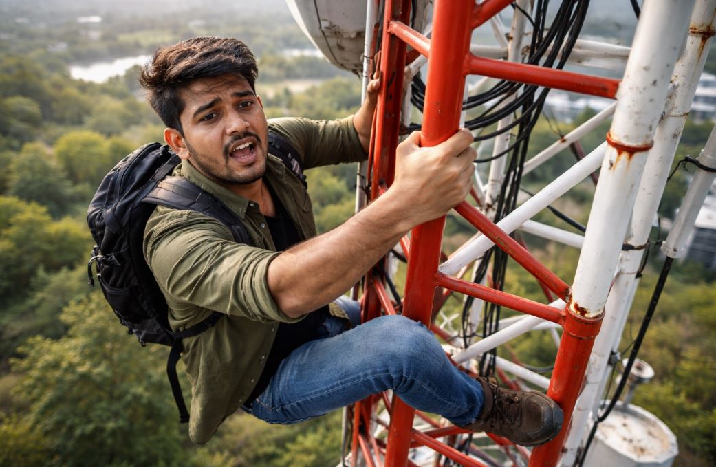 बदायूं में जमीनी विवाद से परेशान युवक टावर पर चढ़ा, पुलिस ने संभाला मोर्चा