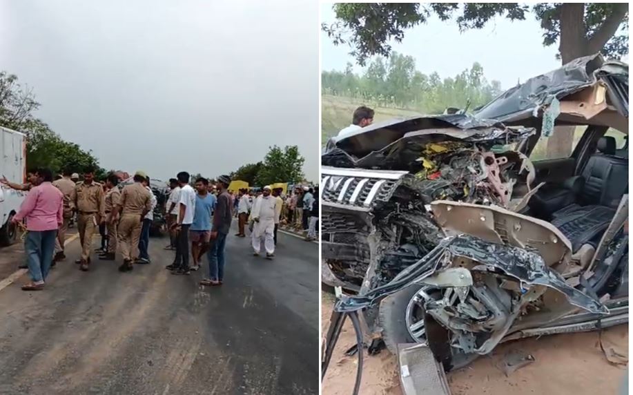 बोलेरो की सड़क किनारे खड़े टैंकर से टक्कर, 4 लोगों की मौके पर मौत