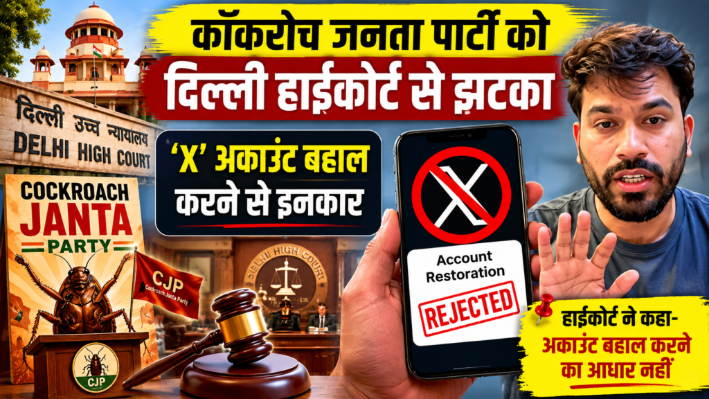 कॉकरोच जनता पार्टी को हाईकोर्ट से झटका, ‘X’ अकाउंट बहाल करने से इनकार