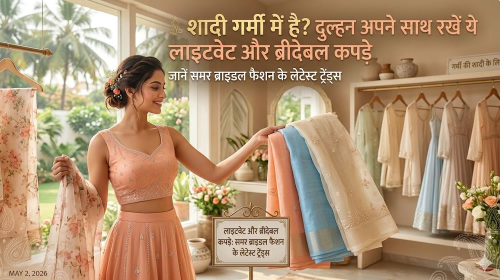 गर्मियों की शादी के लिए ब्राइडल फैशन टिप्स: दुल्हन अपनाएं लाइटवेट और ब्रीदेबल आउटफिट, जानें लेटेस्ट समर ट्रेंड्स