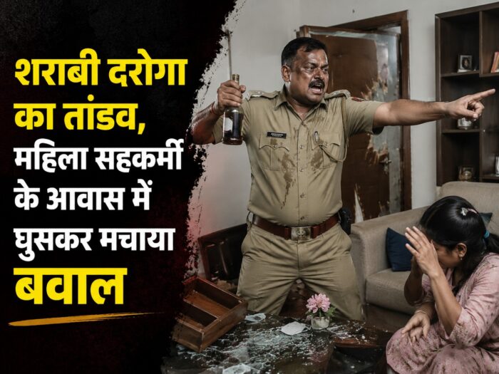 शराबी दरोगा का तांडव, महिला सहकर्मी के आवास में घुसकर मचाया बवाल,फिर पुलिस ने…